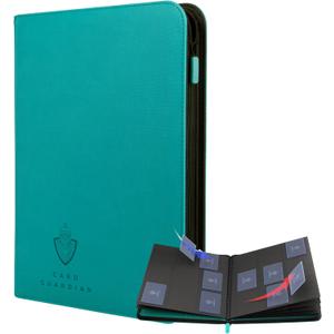 Card Guardian - 9 Pocket Premium Binder with Zipper for 360 Cards Trading Card Games TCG (Teal) - Side Loaded Pockets - Compatible Yugioh Cards MTG Binder Sports Card Binder