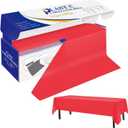 YSYJ Plastic Table Cover Roll Red Disposable Table Cloth 54 in x 100 Ft, Plastic Table Cloths with Slide Cutter Table Cover for Parties