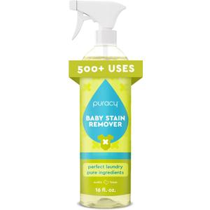 Puracy Stain Remover for Baby Clothes and Cloth Diapers, Newborn Baby Essentials Must Haves, EnzymeBased Laundry Spray, Natural Spot and Odor Cleaner, 16 Oz