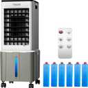 Lifecreek Portable Air Conditioner, 3-IN-1 Evaporative Air Cooler 3.2Gal Tank, 4 Modes & 3 Speeds, 12H Timer, 6 Ice Packs, Remote Control, Windowless Swamp Cooler for Bedroom,Home,Light Yellow