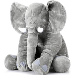 Yulejo Giant Stuffed Elephant Plush Animal Pillow Large 31.5 Inch Soft Stuffed Animal Favor Huge Gray Elephant Plush Doll for Adult Girlfriend Home Decor