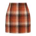 Fall Skirts for Women 2025 High Waisted Plus Size Winter Tartan Tweed Flannel Sweater Corduroy Wool Plaid Mini Skirt (Orange, M)