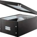 Snap-N-Store CD Storage Box - Pack of 1/2 - Durable Disc Holder with Lid to Store for Discs (1 Pack - Doublewide CD, Black)