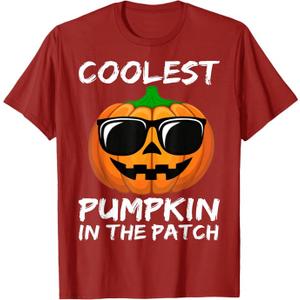 Kids Coolest Pumpkin In The Patch Funny Halloween Boys Girls T-Shirt 4T