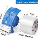3 Inch Wide Packing Tape with Dispenser,2.4 Mil x 55 Yards Heavy Duty Packaging Tape Refill for Shipping,Industrial Grade,Urtal Strong Boxing Tape for Moving,Mailing and Storages (Clear)