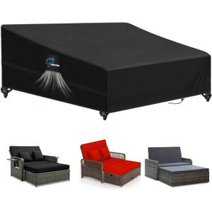 SIRUITON Garden Patio Rattan Daybed Cover Patio Bed Cover 61" W x 48" D x 37" H,Heavy Duty 420D Oxford Waterproof Outdoor Double Sofa/Patio Bed Lounger Covers (Black)