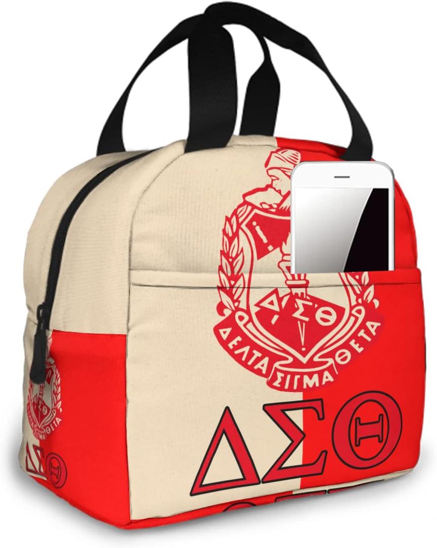 Sorority Paraphernalia Gifts Lunch Bag for Women, Tote Reusable Thermal Insulation and Cold Preservation Meal Tote (Red)