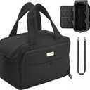 Large Travel Toiletry Bag for Women, Waterproof Puffy Organizer with Wide Handle & Shoulder Strap, Extra-Large Cosmetic Bag with Dry-Wet Separation for Toiletries & Beauty Essentials (Black)