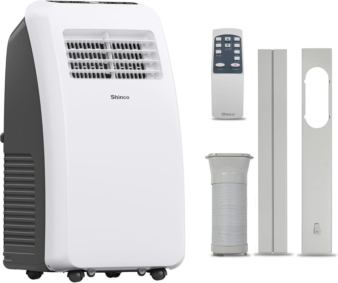 Shinco 8,000 BTU Portable Air Conditioner - 3-in-1 Cool/Dehumidifier/Fan for Rooms Up to 350 sq.ft, Remote Control & 24H Timer, Compact AC Unit for Bedroom/Office