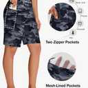 MIVEI Women's 7" Long Swim Board Shorts with Zipper Pockets High Waisted Quick Dry Beach Swimming Swim Suit Bottom with Liner Camo Grey