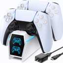 P5 Controller Charger with Fast Charging AC Adapter, P5 Controller Charging Station Stand for PlayStation 5, Docking Station Replacement for P 5 Accessories Kits, White