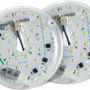 2-Pack 3.94'' 15W LED Ceiling Fan Light Retrofit Kit, Ceiling Light Replacement Panel PCB 6500K 1800LM 120V CRI90 (2-Pack White 6500K)