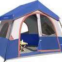 HIKERGARDEN 6-8 Person Camping Tent - Portable Family Cabin Tent for Camp, Windproof Fabric Camp Tent Outdoor for Hiking, Backpacking, Traveling (Navy Blue)