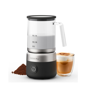 5-in-1 Split Glasscup Electric Milk Frother, 14oz One-Touch Foam Maker & Steamer for Latte/Cappuccino/Hot Chocolate, 600W Automatic Milk Warmer & Cold Froth, Dishwasher-Safe Glasscup BPA Free