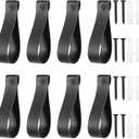 8 PCS Black Curtain Rod Brackets Leather Straps for Hanging Wall Pole, Curtain Rod Holders with Screws Decorative Wall Hooks Loop for Hanging Sign