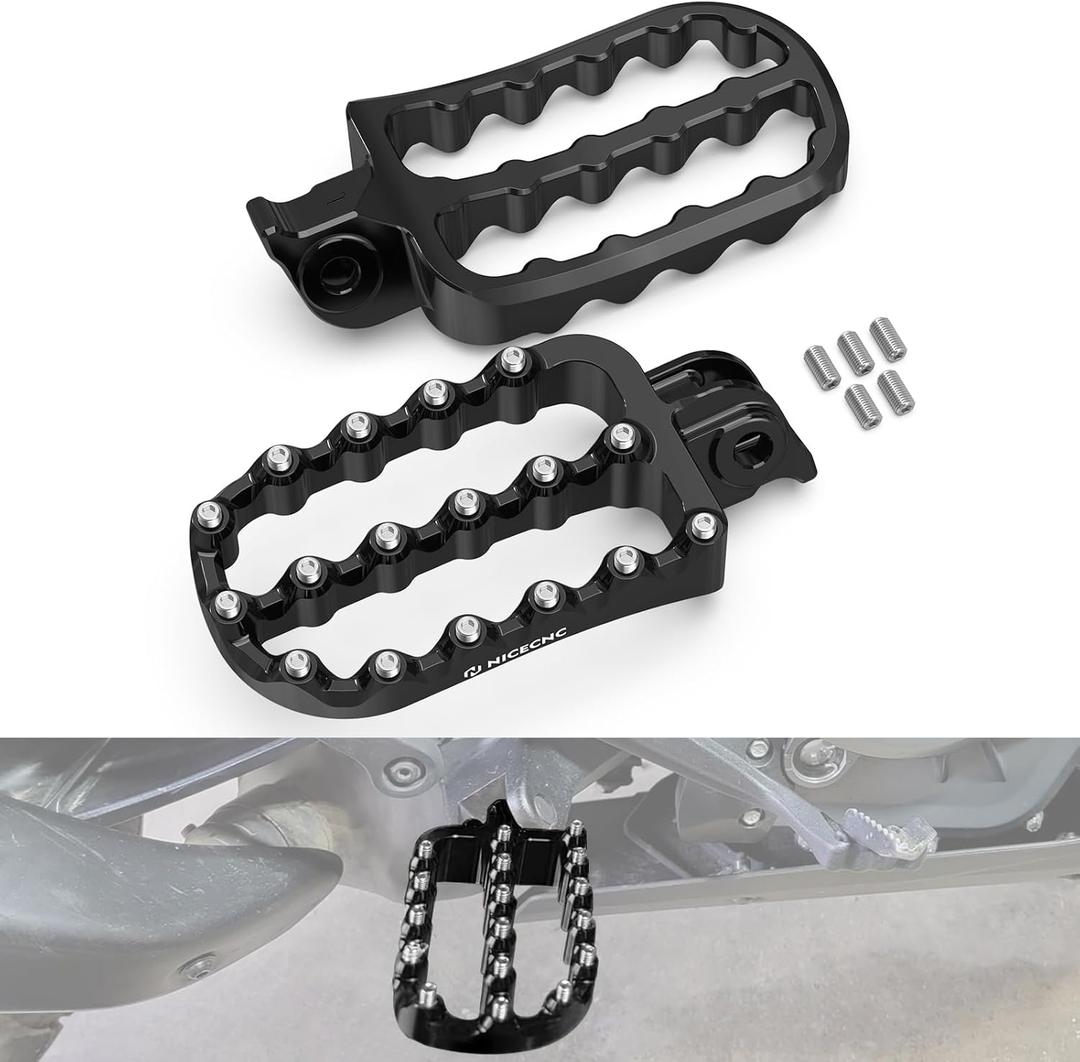 NICECNC Flat Foot Pegs Footpeg Compatible with 390 Adventure 2020 2021 2022 2023 2024, Foot Pedals, Anodization, CNC-machined, Black