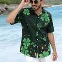 Cqinnifu Mens St Patricks Day Shirt,Short Sleeve St Patricks Day Hawaiian Shirts for Men (XXL)
