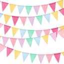 Tatuo 100 Pcs Pastel Pennant Flags Bunting Banner Pastel Fabric Triangle Flag Garland for Birthday Bridal Party Multicolored Decoration Hanging on Wall Ceiling Window (Mixed Color)