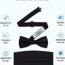 S.H. Churchill & Co. Men's Formal Satin Bowtie and Cummerbund Set (Black)