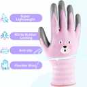 ANDANDA Kids Gardening Gloves, Nitrile Coated Children Yard Work Gloves with Grip, Suitable for Toddlers, Children, Girl, Boy (5L(Age7-9), Pink)