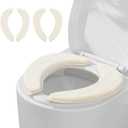 CELION Ultra-Thick Flannel Toilet Seat Cover, 2-Pack Deluxe Cushioned Lid Covers with Memory Foam for Warmth & Pressure Relief, Easy-install Self-Adhesive, Non-Slip & Machine Washable (Off-White)