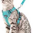 Cat Harness and Leash Escape Proof Medium Kitten Harness Bengal Cat Vest for Walking Travel, Turquoise, Medium