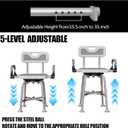 360 Swivel Shower Chair for Elderly and Disabled 400lbs Heavy Duty Bathing Transfer Stool with Armrests & Backrest Adjustable Height Bath Chair for Inside Shower Standard Bathrooms & Bathtubs Gray