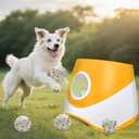 Automatic Dog Ball Launcher for Samll to Medium Dogs, Upgraded Interactive Toy Balls Thrower, Distance Adjustable Mental Stimulating Dog Toys with 4 Etpu Balls 2.2 Inch (Orange)