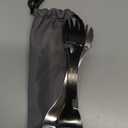 PSKOOK 5-in-1 Utility Tactical Spork, 2-Pack Stainless Steel Spoon & Bottle Opener, Fork & Knife, Can Opener Combo Camping Utensil for Hiking, Camping or Backpacking (Black & Matte Silver)