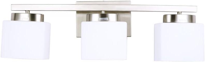 3 Light Bathroom Vanity Light Over Mirror, Modern Brushed Nickel Vanity Lights with Milky Glass Shade, 23 inches Vanity Lighting Fixtures for Bathroom Lighting