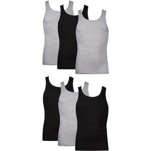 Hanes Men's, Moisture-Wicking Ribbed, Lightweight Cotton Tank Undershirts, Multi-Pack (XX-Large, Black/Grey Assorted - 6 Pack)