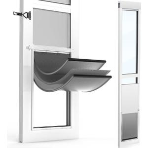 [Petoasis] Dog Door for Sliding Glass Door,Upgrade Magnetic 3 Flap Extreme Weather Doggy Door,Fit 76-3/8" ~ 80-5/8" Sliding Door Dog Door Insert,Pet Door for Sliding Glass Door Insert(M)