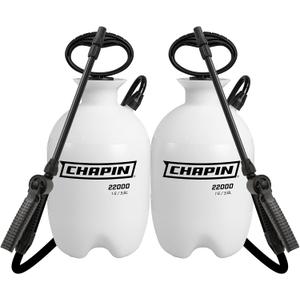 Chapin 22000 Pump Sprayer, 1-Gallon Translucent Tank with an Easy Fill Funnel-Top Opening, Adjustable Cone Nozzle & 34" Long Reach Hose, Used for Fertilizer, Pesticides, Weeds & Pests 2 Pack