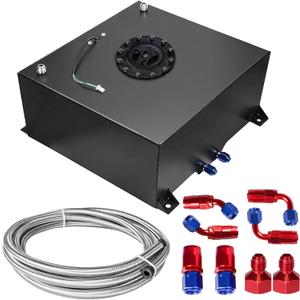 15 Gallon 60L Fuel Cell Polished with Cap/Level Sender/12FT Oil Feed Line Black