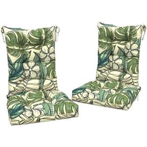 LVTXIII 2 Pack Outdoor Rocking Chair Cushion Set, Patio Fade and Water Resistant Tufted Seat Cushions with Ties for Rocking Chairs Use, 38x17x3, Tropical Paradise
