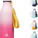 Insulated Water Bottle with Strap,18 oz Double Wall Stainless Steel Vacuum Bottles Metal Water Flask,Cherry