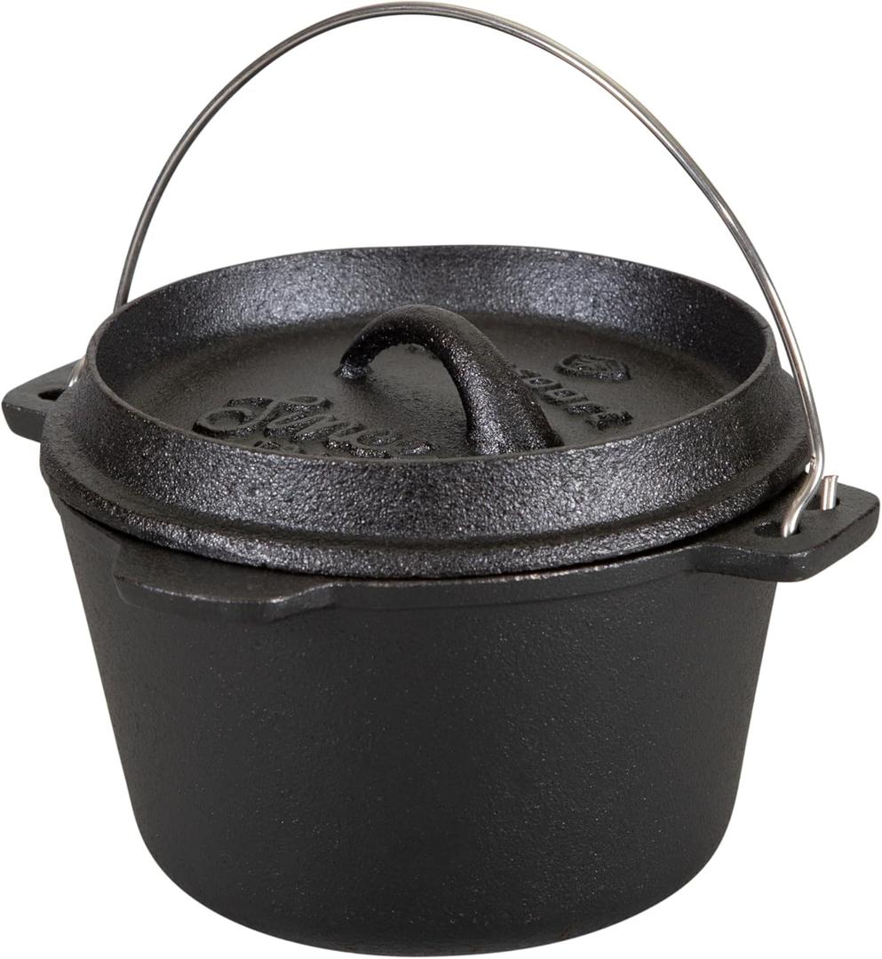 Stansport 1 QT Pre-Seasoned Cast Iron Dutch Oven Flat Bottom