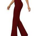 DLOODA Womens Bootcut Dress Pants Business Casual Work Pants with Pockets High Waist Stretchy Trousers Pull On Office Slacks Wine, Small