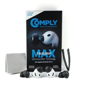 Comply TrueGrip MAX | Premium Memory Foam Replacement Earbud Tips for Apple AirPods Pro Gen 3 | Long Lasting Comfort, MAX Durability, Secure Fit, Superior Noise Isolation| Black (Small) (3 Pairs)