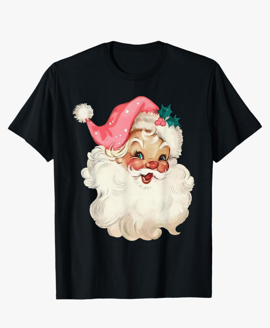 Santa Claus Pink Christmas Face Old Xmas Vintage Pink Santa T-Shirt size 3XL