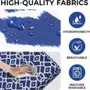 4 Pack Patio Cushion Covers Replacement, Washable Outdoor Cushion Covers Replacement with Zipper, Waterproof Outdoor Couch Cushion Slipcovers for Patio Furniture, Ikat Grid Print, 18.9"D×18.9"W×3.15"H