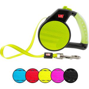 Wigzi Reflective Gel Retractable Leash, Yellow, Large