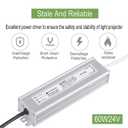 LED Driver 60 Watts 24V DC Low Voltage Transformer Waterproof IP67 LED Power Supply, Adapter with 3-Prong Plug 3.3 Feet Cable for Any 24V DC led Lights, Computer Project, Outdoor Light