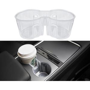 SOULWIT Center Console Cup Holder Insert for Tesla Model 3/Model3(2017-2023) and Model Y(2019-2025), Durable Waterproof Protective TPU Case Mat Cover - Pure Clear