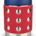 LunchBots Thermal 12 oz Triple Insulated Thermos - Hot 6 Hours or Cold 12 Hours - Leak Proof Thermos Soup Jar - All Stainless Interior - Navy Lid - Red Dots (12 Ounces, Red-Navy)