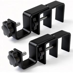 Over Blinds Curtain Rod Brackets for Outside Mounted, No-Drill Blinds Curtain Rod Holders for 1.3-2" Rectangular Headrails, Tool-Free & No Wall Damage, Apartment & Renter Friendly (Set of 2, Black)