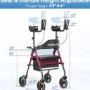 Upright Walkers for Seniors, Stand Up Rollator Walker with Adjustable Padded Armsupport & Seat, Folding Rolling Walker with 8'' Wheel Suitable for All Terrain