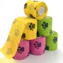 6 Rolls Vet Wrap Cohesive Bandage, Self Adhesive Non-Woven Pet First Aid Tape for Dogs, Cats, Horses, Wound Care, Sticks Only to Itself, Safe & Comfortable, 2 Inch x 5 Yards