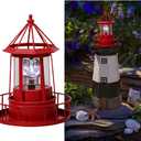 Solar Lighthouse Lamp, 360 Degree Rotating Lighthouse Light, Waterproof LED Solar Garden Landscape Lights for Lawn Patio Pond Yard Outdoor Decor