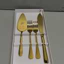 AW BRIDAL 4Pcs Wedding Cake Cutting Set with Forks, Stainless Steel Engraved Wedding Cake Knife Pie Server Gifts for Bridal Shower Engagement, Gold